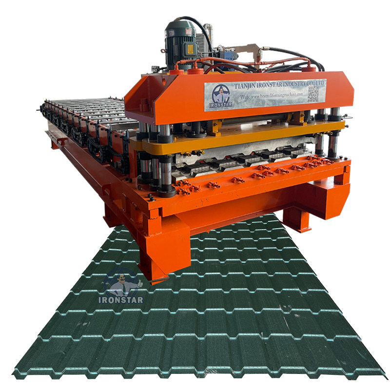 “Automatic Cascade T21 C21 Metal Tile Roll Forming Machine Roofing Profile Production Equipment Roofing Sheet Making Machinery for Russia Georgia Kyrgyzstan Roofing Factory”