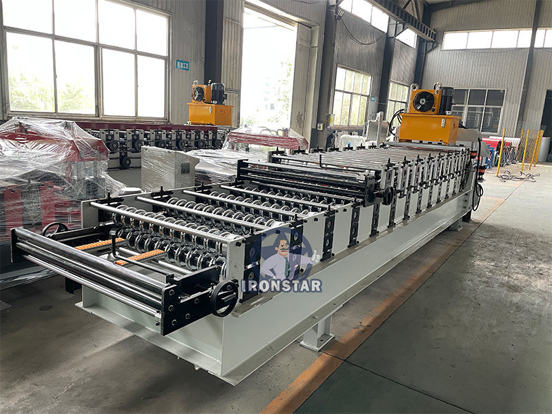 “836 Wave Panel 828 Roof Tile Double Layer Roll Forming Machine With Flying Cutting Double Layer 836 Corrugated Sheet 828 Glazed Tile Making Roll Forming Machine For Construction ”